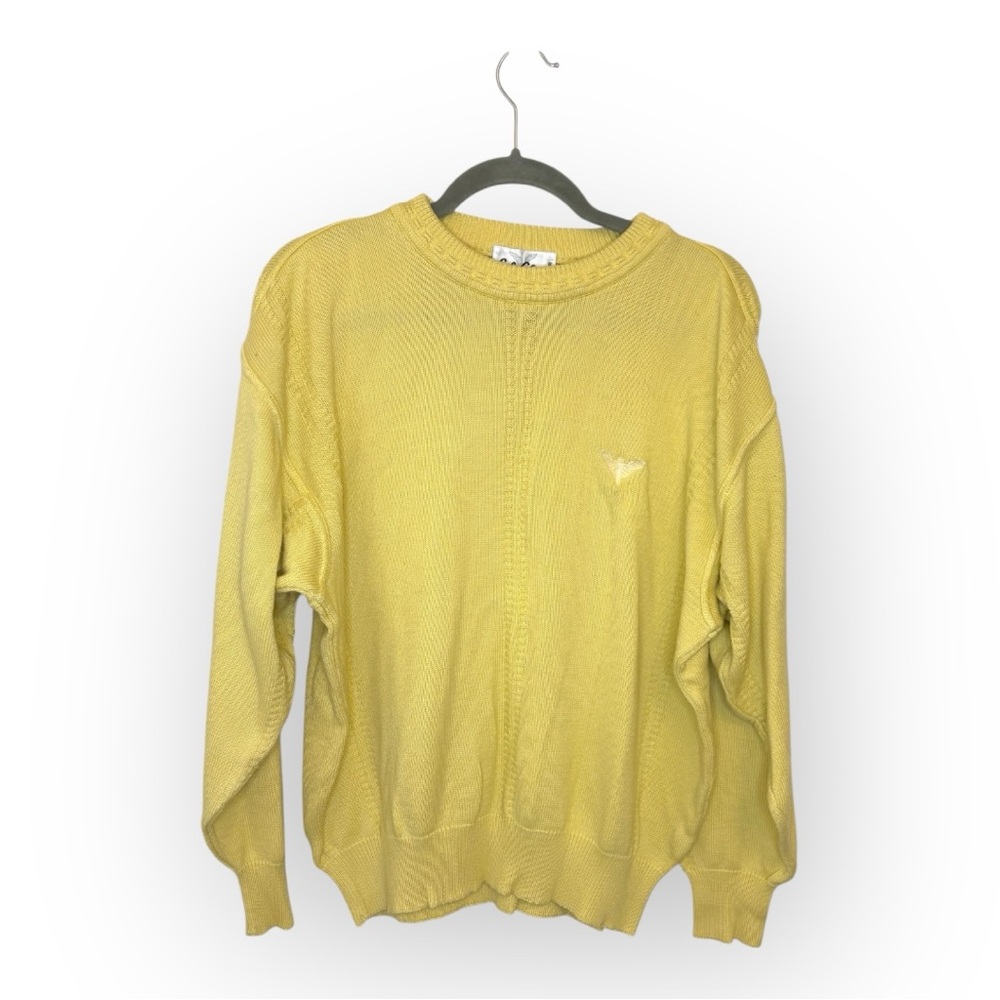 Vintage Carlo Colucci Yellow Knit Sweater German Designer 80s Style Large